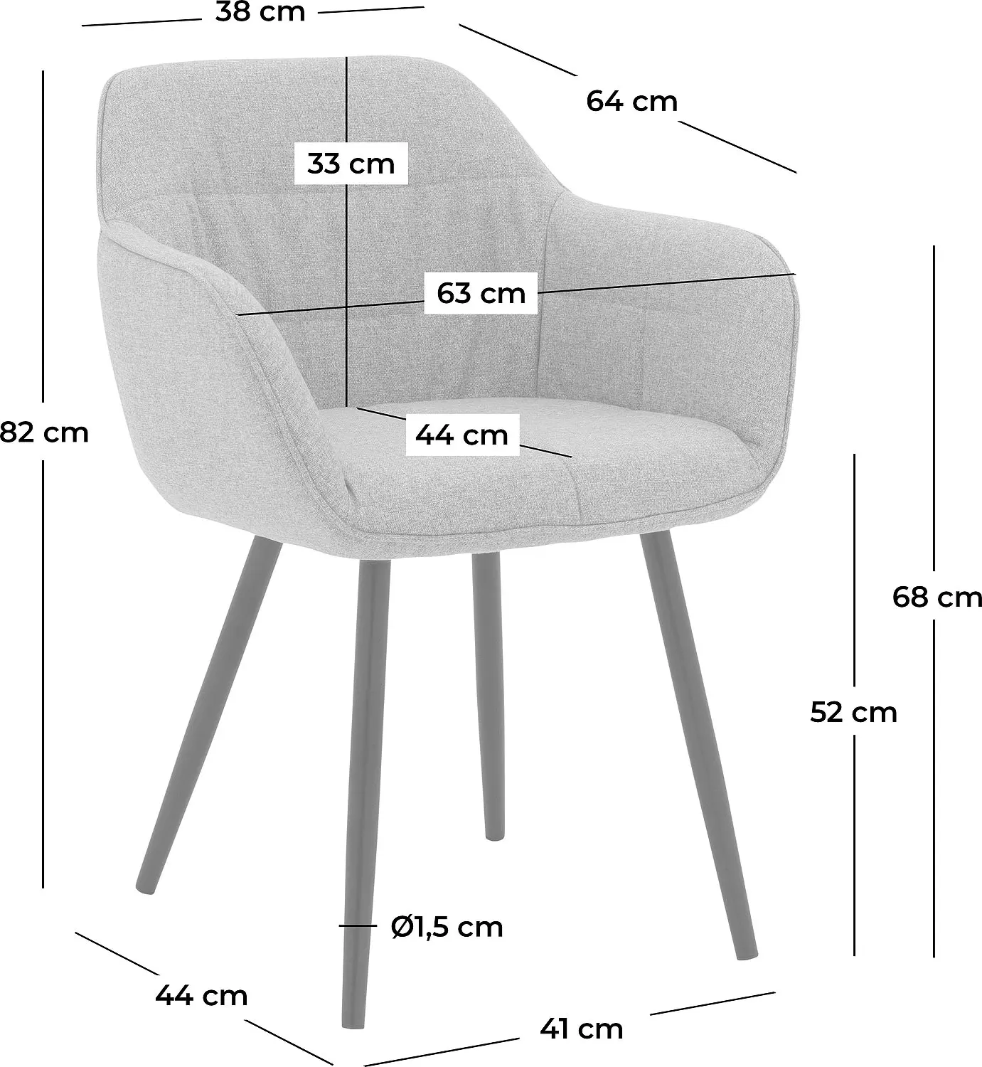 Goossens Basic Lize Eetkamerstoel Stof Grijs - 8235237-goossens-basic-lize-eetkamerstoel-stof-grijs-50