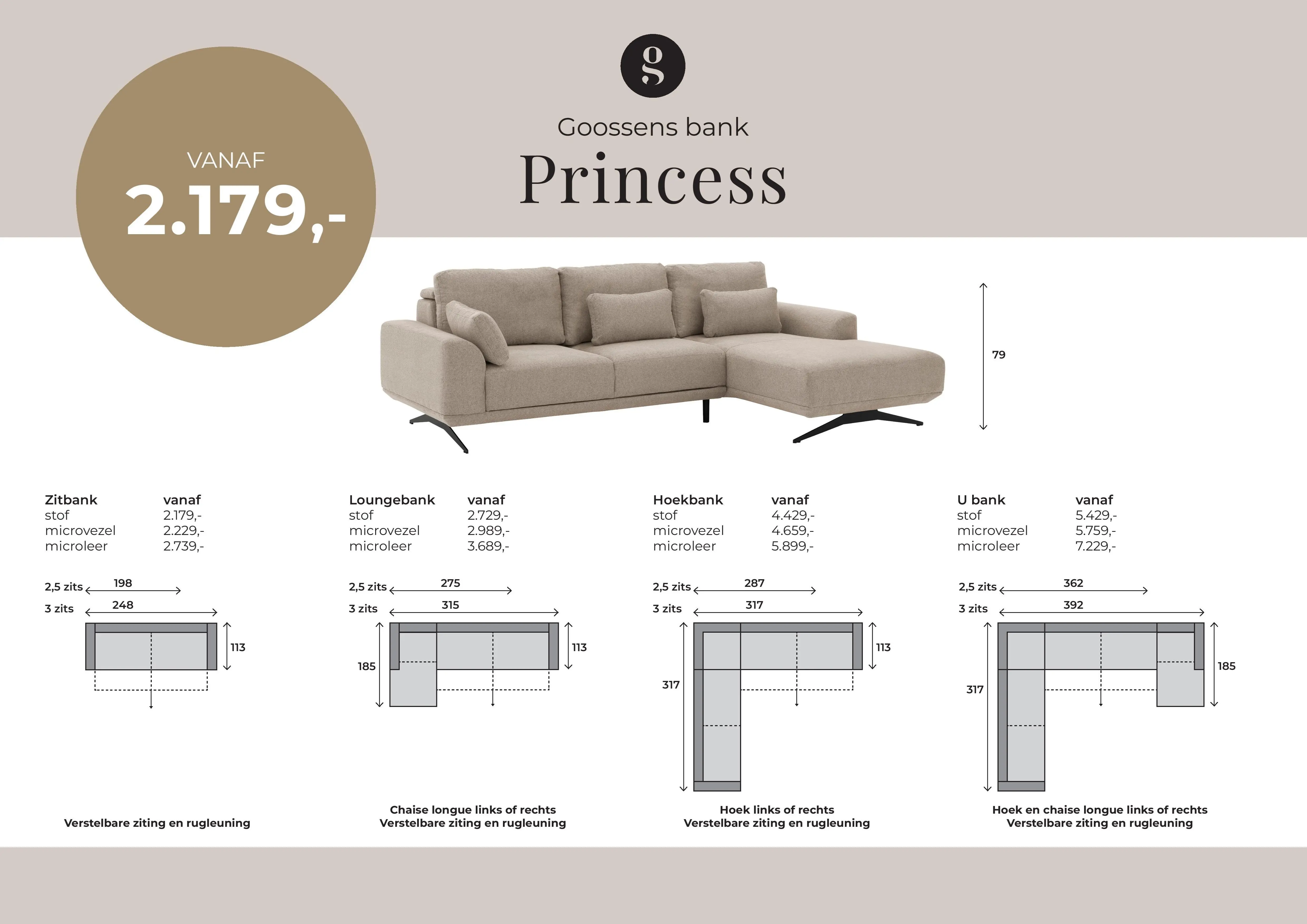 Goossens Excellent Princess Bank Stof Wit - 8250012-goossens-excellent-princess-bank-stof-wit-01