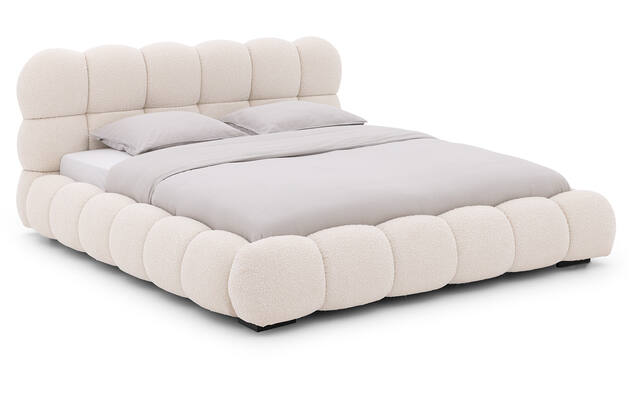 Goossens gestoffeerd bedframe cloud beige stof - 8243570-goossens-cloud-bedframe-stof-01